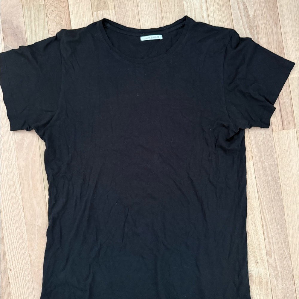John Elliott Black Short Sleeve Crew Neck Tee
